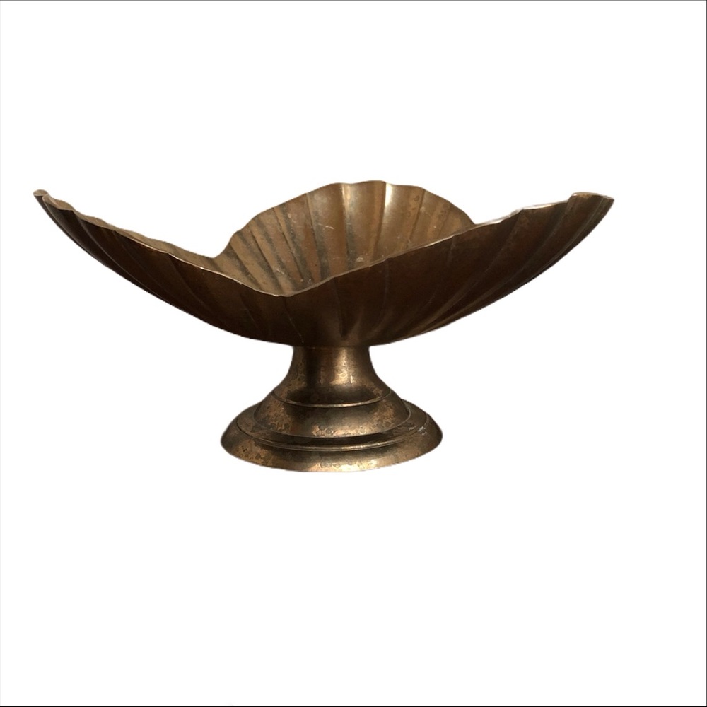 Brass Fruit Candy Bowl Vase 8" Diameter